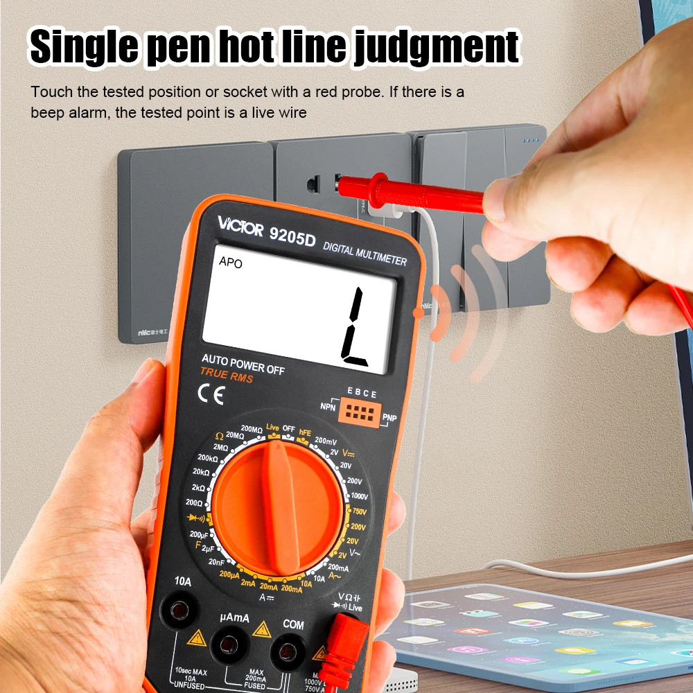 Digital Multimeter Auto 1999 Counts True RMS AC/DC 1000V Diode Continuity Freq