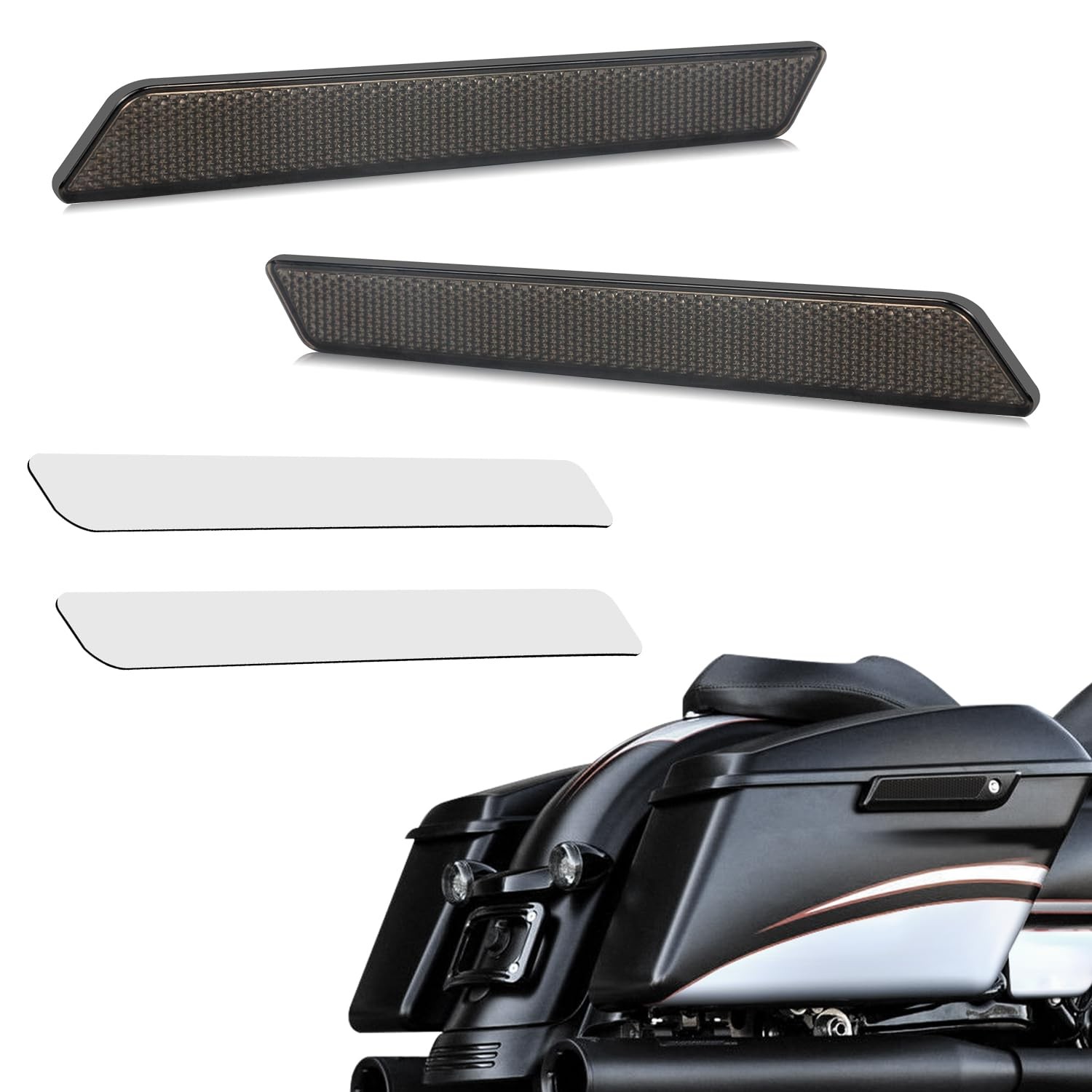 Saddlebag Reflectors Black Hard Saddle Bag Latch Cover Reflector Compatible f...