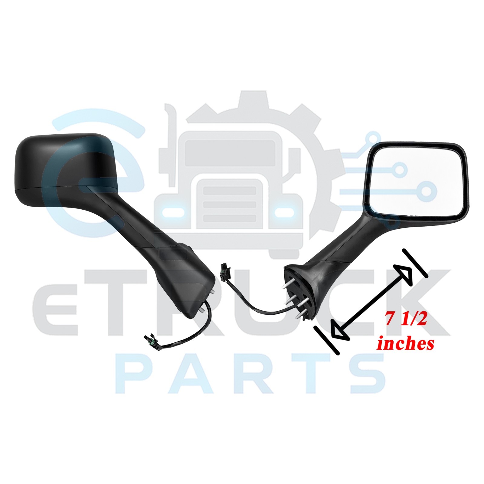 2022–2026 International MV607 Passenger Side Hood Mirror Black Heated