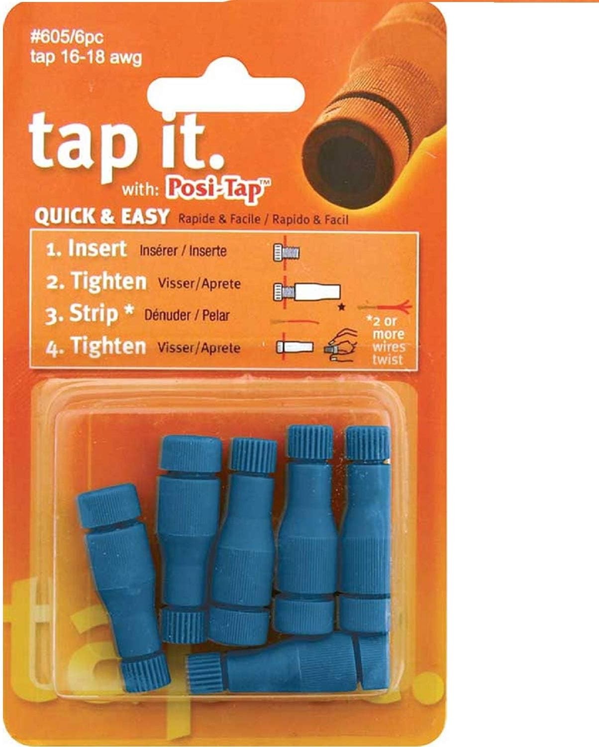 Lockitt Posi-Tap 6pc pack #605/6 16-18 awg Blue
