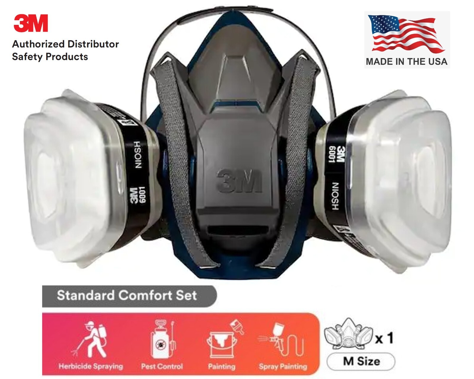3M 7 IN 1 6501QL HALF FACE RESPIRATOR FACEPIECE SPRAY PAINTING GAS MASK SMALL