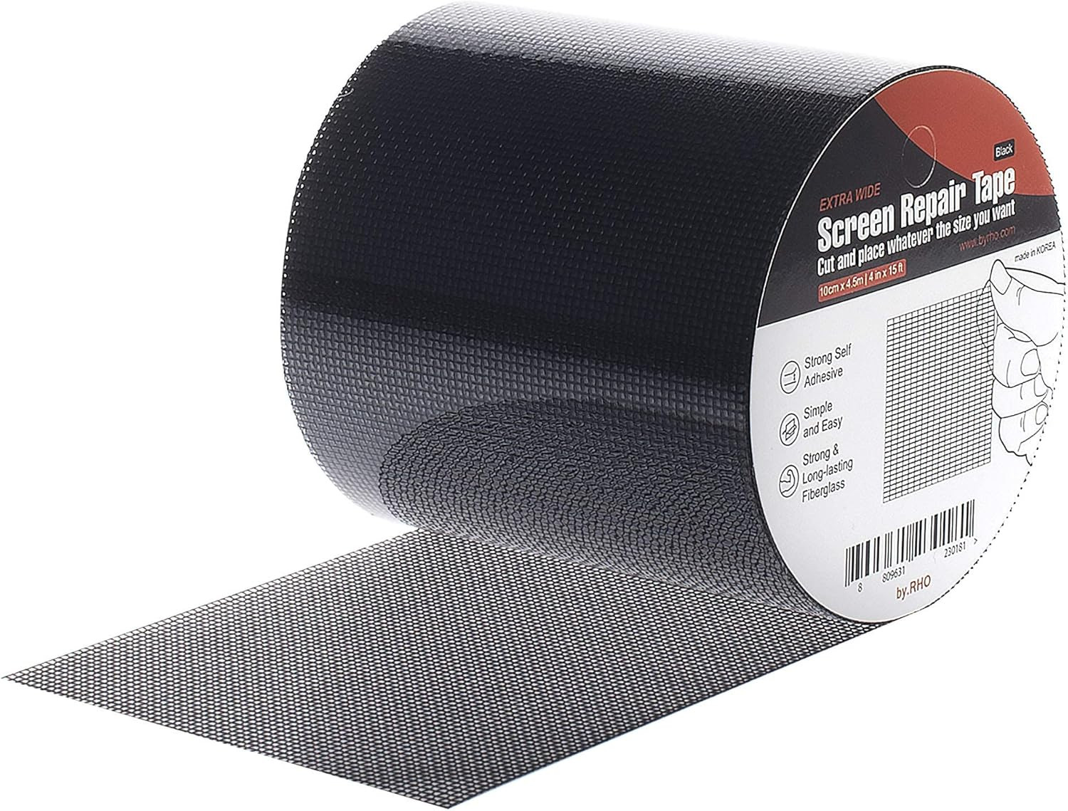 Screen Repair Tape 4x15Ft Black Fiberglass Waterproof Adhesive For Windows Doors