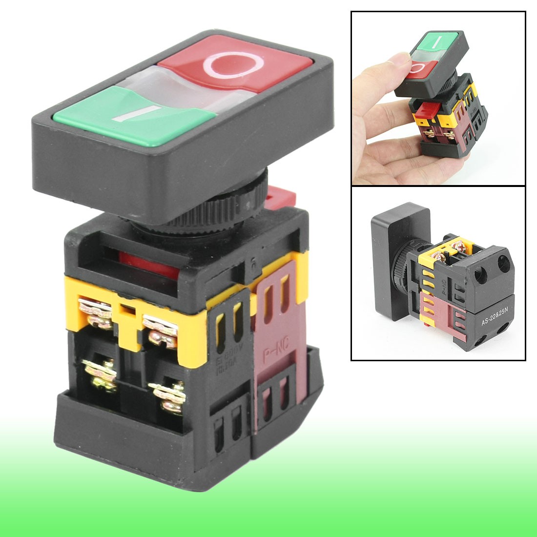 AC 600V 10A Indicator Light I/O START STOP Momentary Push Button Switches
