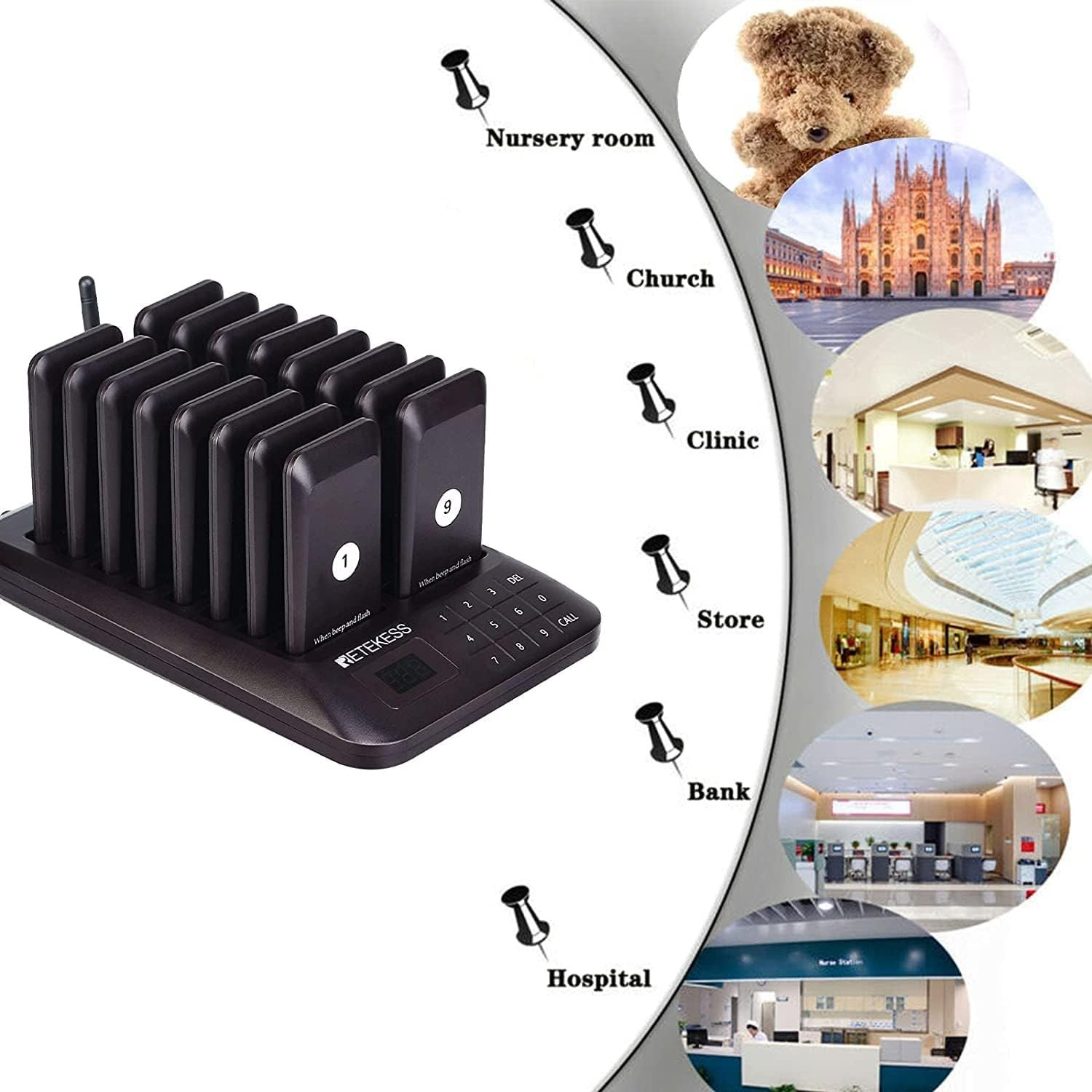 TD157 Restaurant Pager System: 16 Long-Range Pagers with Vibration & Flash