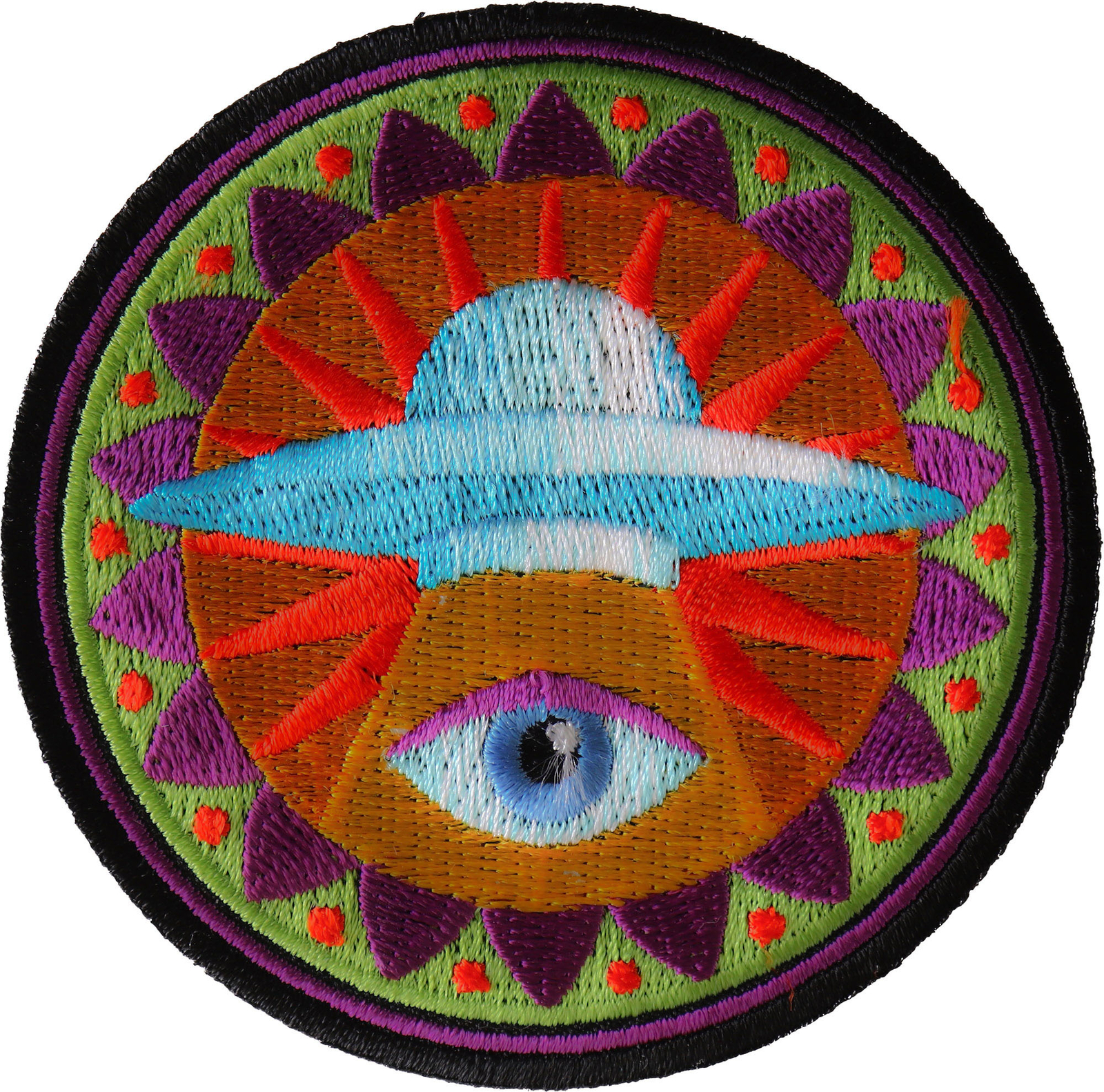 Spiritual Eye UFO Novelty Iron on Patch - 3x3 inch - P6729