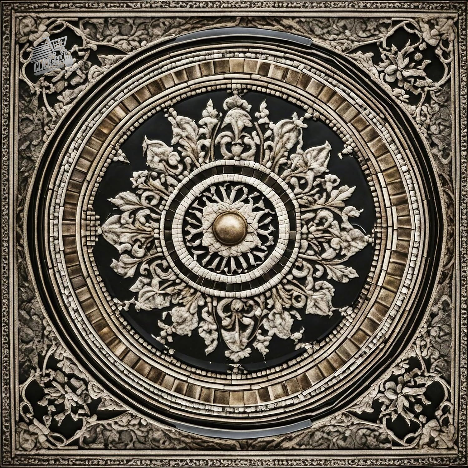 Black And Gold Wallpaper Adhesive Film for Furniture Fancy Baroque Waterproof