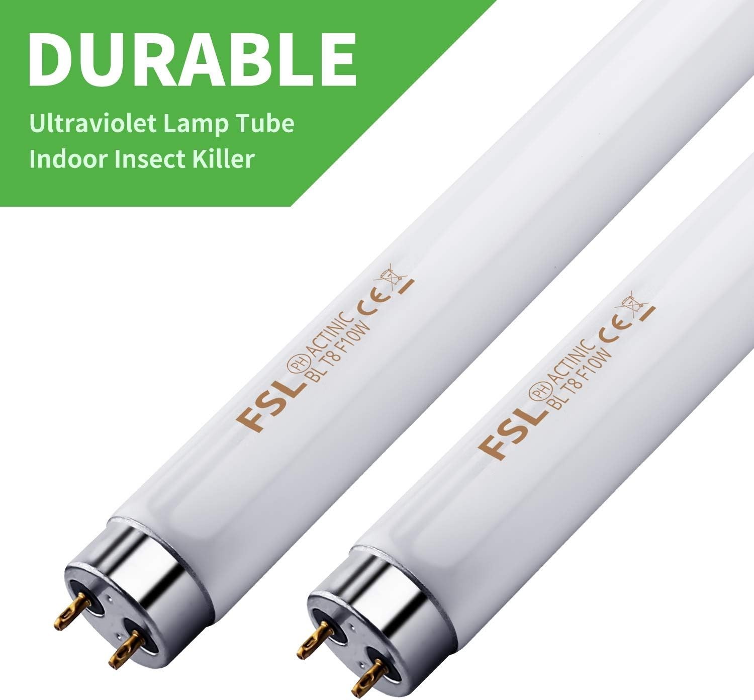 13'' Fluorescent Bug Zapper Replacement Tubes - 2-Pack, 10W Each for Efficiency