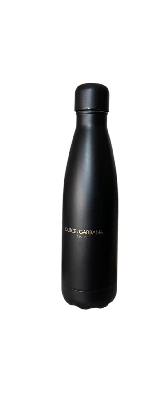 DOLCE & GABBANA Thermal Insulated Matte Black Gold Font Tumbler Water Bottle