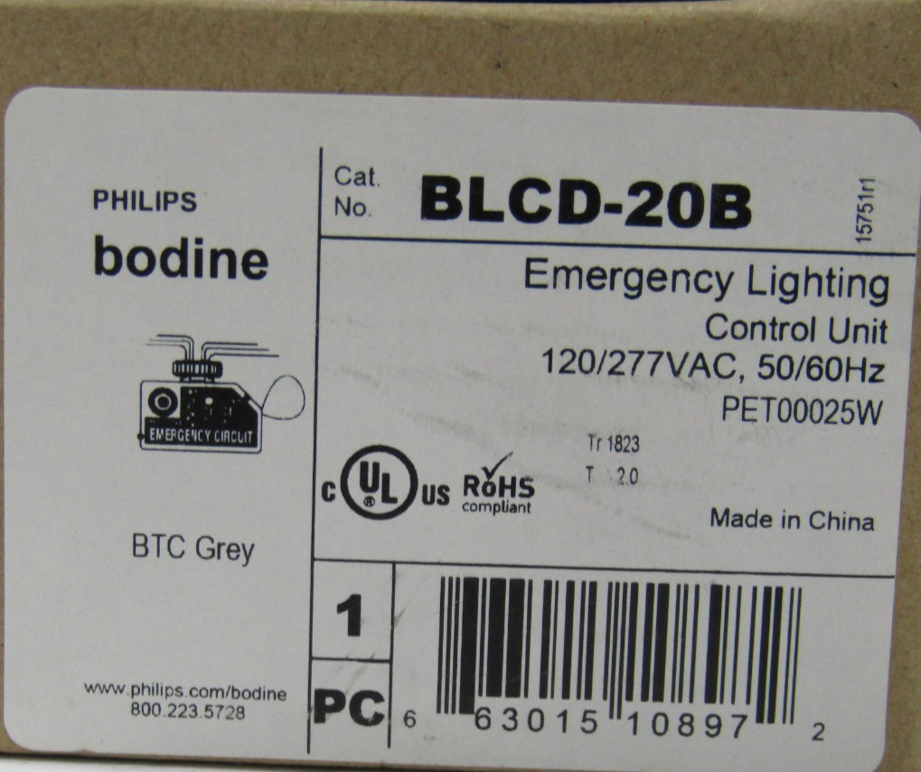 🙌 NEW PHILIPS BODINE 120/277VAC EMERGENCY LIGHTING CONTROL UNIT BLCD-20B