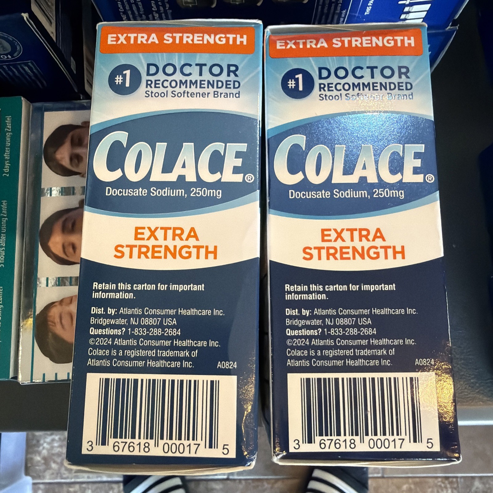 Colace Extra Strength  Stool Softener 250 mg 60 Soft Gels Exp 02/27 Lot2 Box Dam