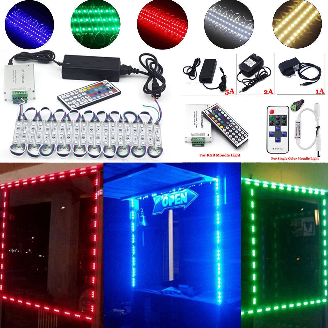 10~100ft 5050 SMD 3 LED Module Light Club Store Front Window Sign Decor Lamp Kit