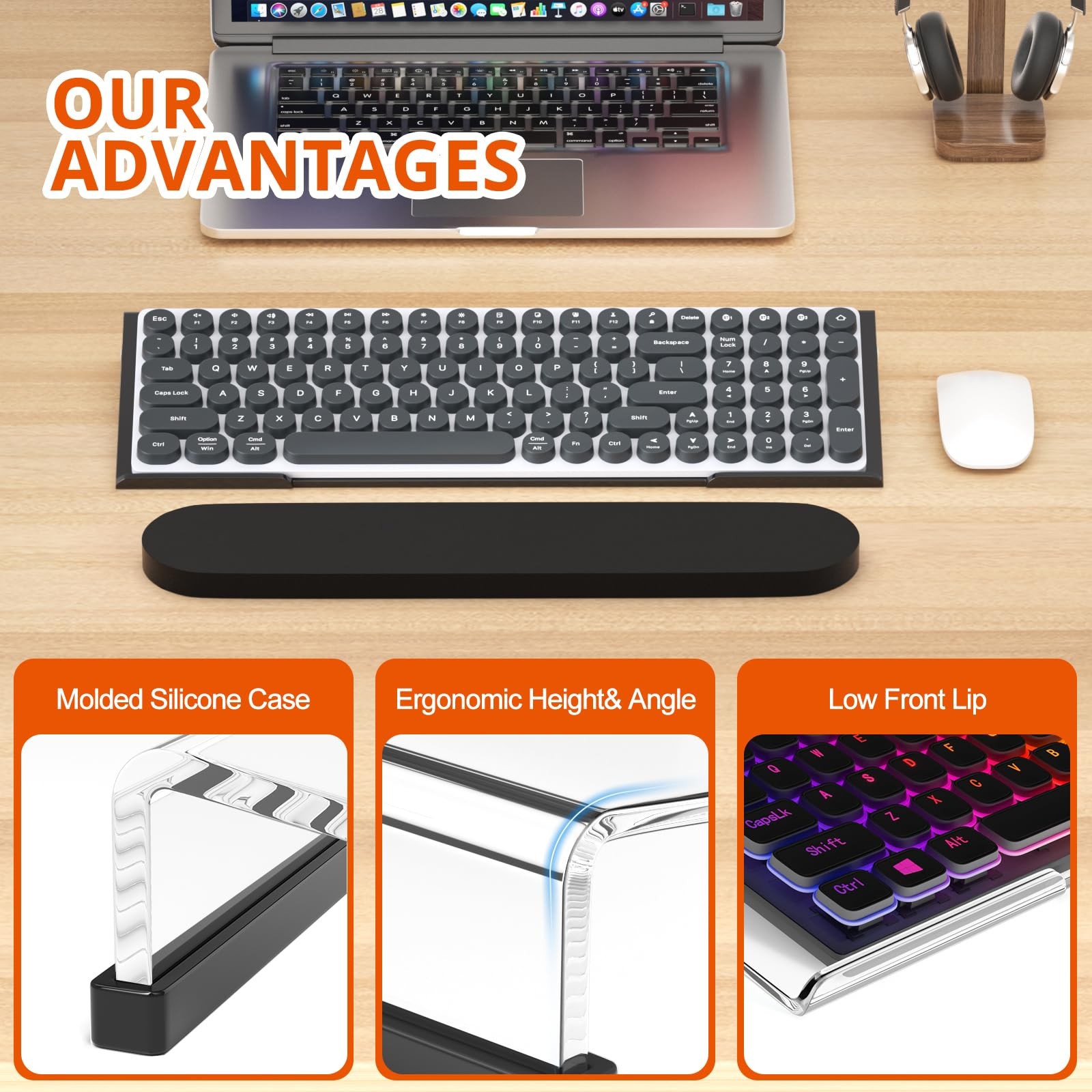 Ergonomic Computer Keyboard Stand Tilt PC Riser Acrylic Tray Holder Black