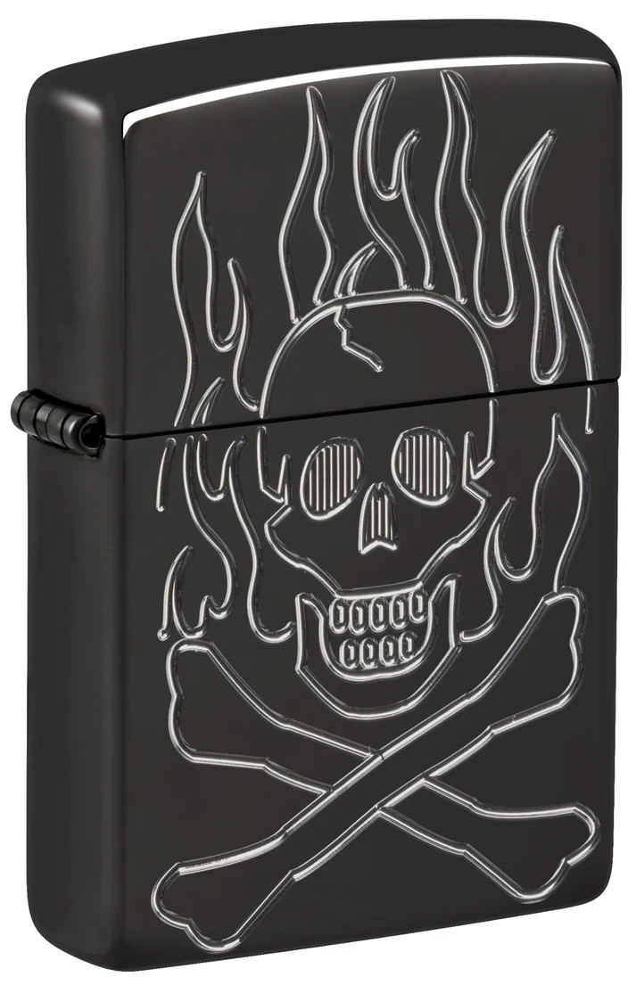 Zippo 46930, Skull and Cross Bones Armor High Polish Black Lighter