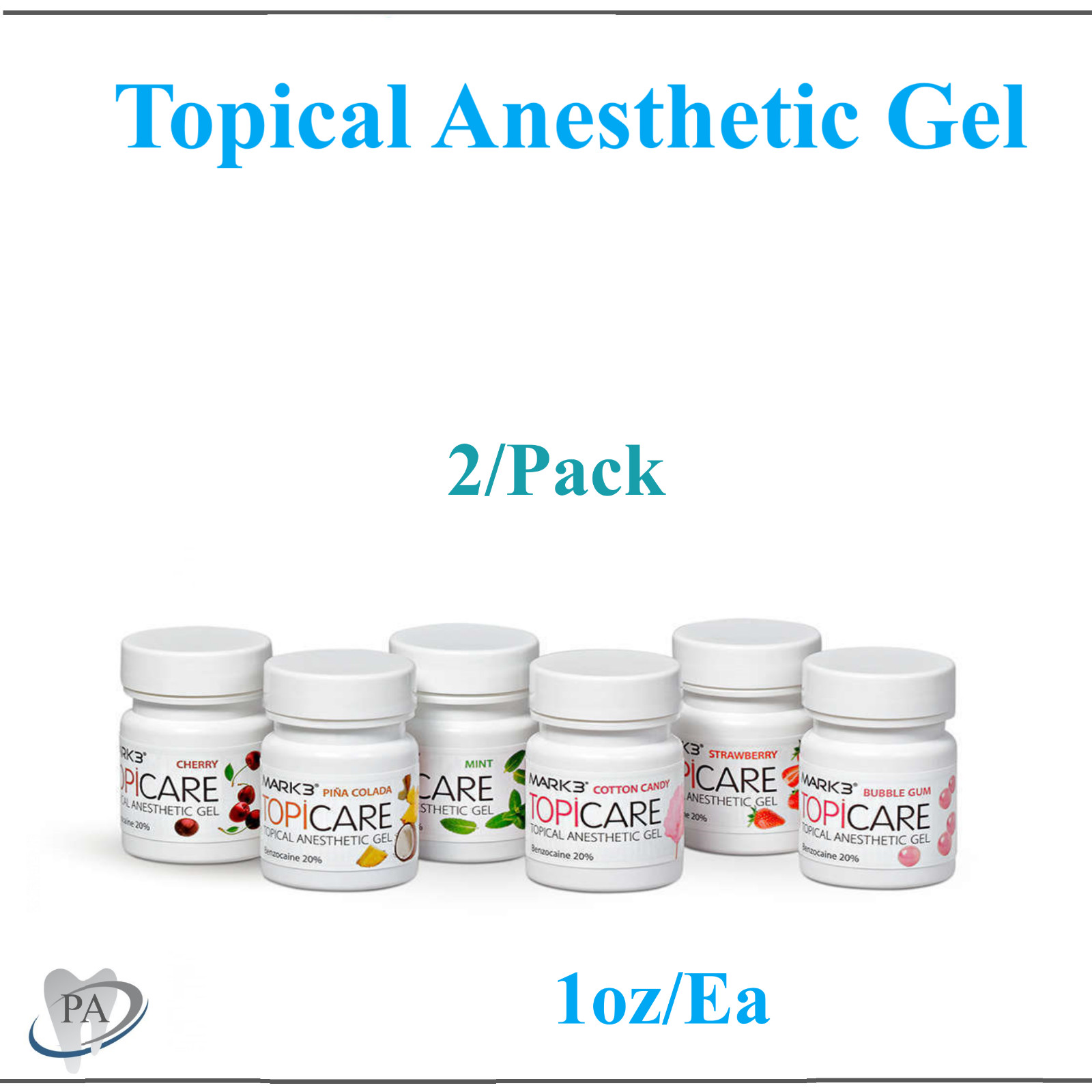 2 x Pack Dental Topical Anesthetic Gel 20%, 7 Flavors, 1oz Made in USA Exp 02/27