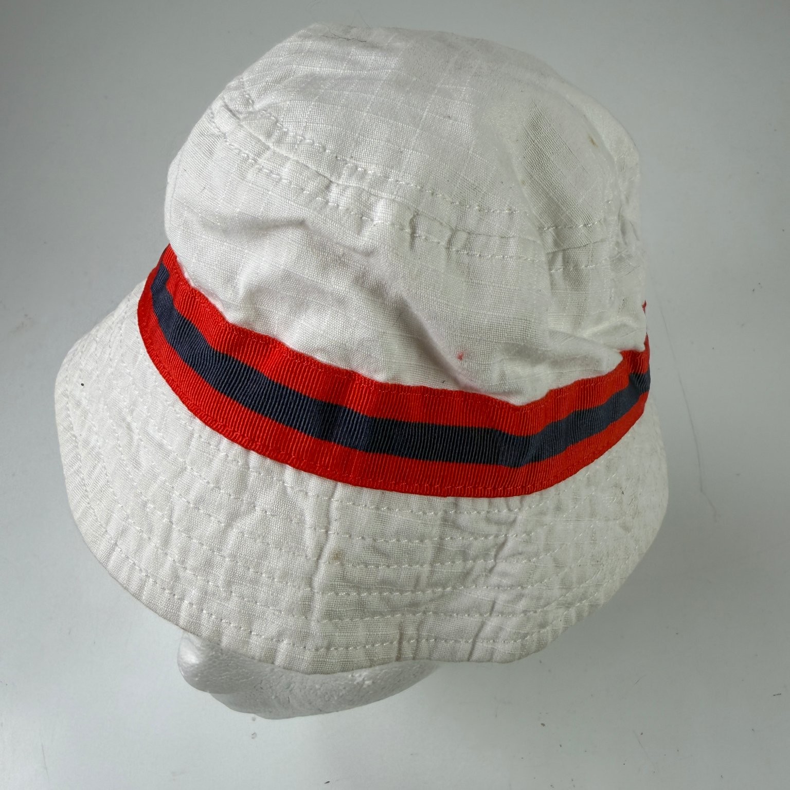 Gymboree Boys Bucket Hat White Red Blue 12-24 Months Cotton Striped