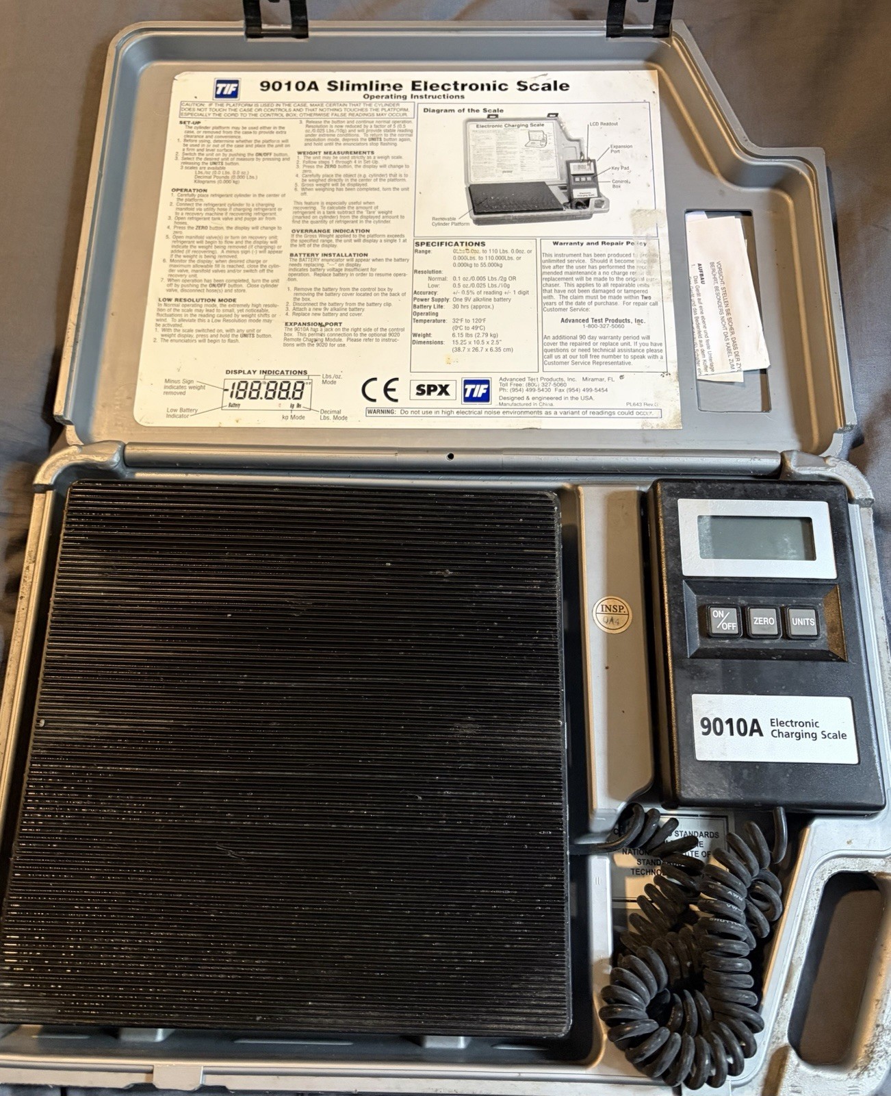 TIF 9010A Slimline Electronic Refrigerant Charging Scale w/case