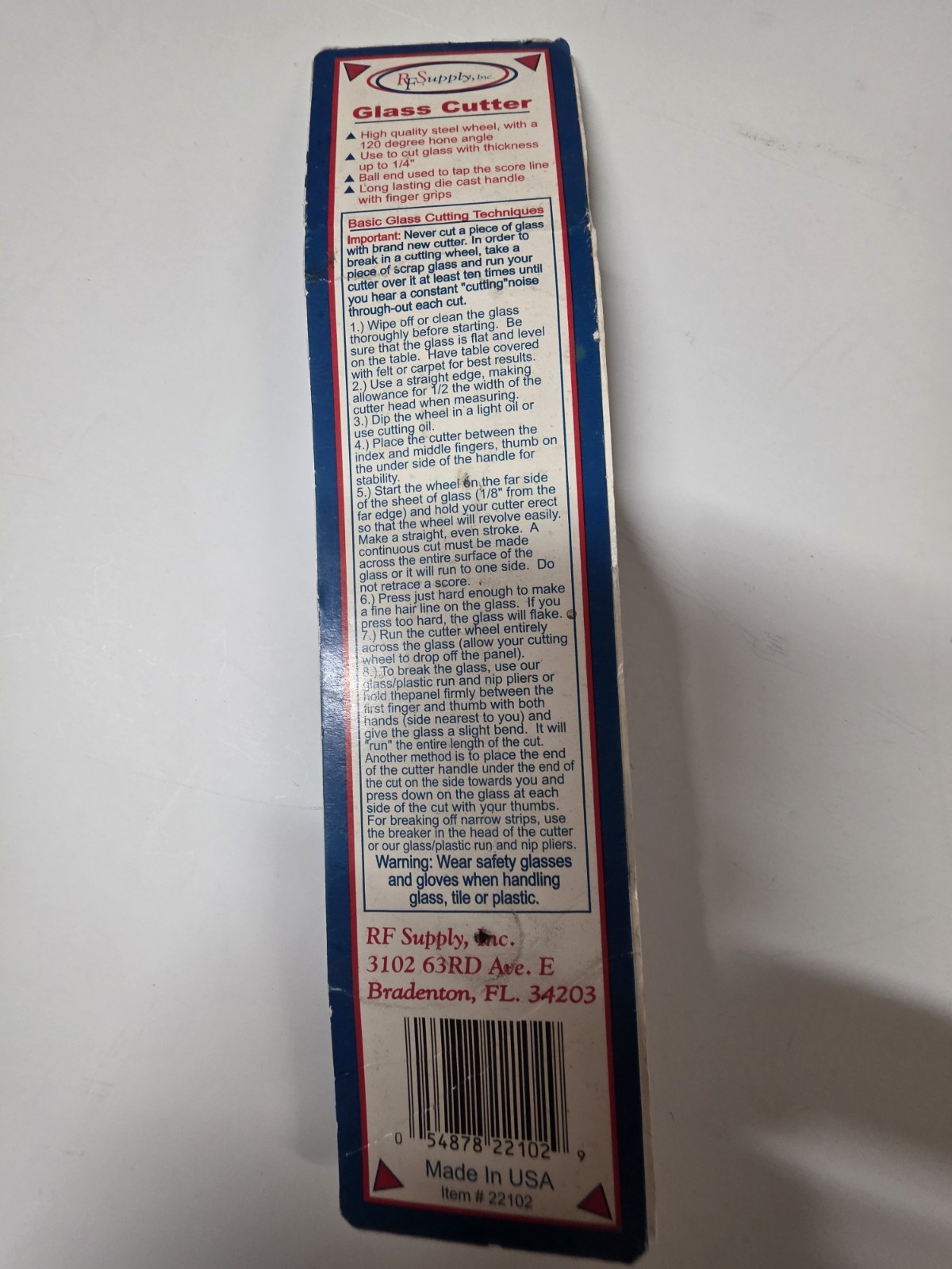 RF Supply Inc. Glass Cutter 5" 22102