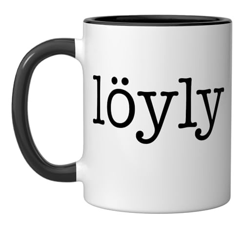 Finland Finns Löyly Finnish Sauna Ceramic Mug 11 Ounces Black/White