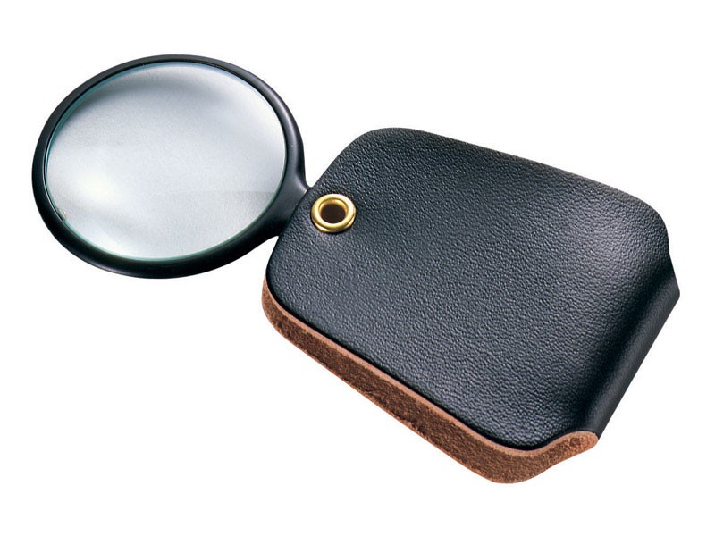 General Tools 532 Plastic/Faux Leather Case Folding Pocket 2.5x Magnifier 4 in.