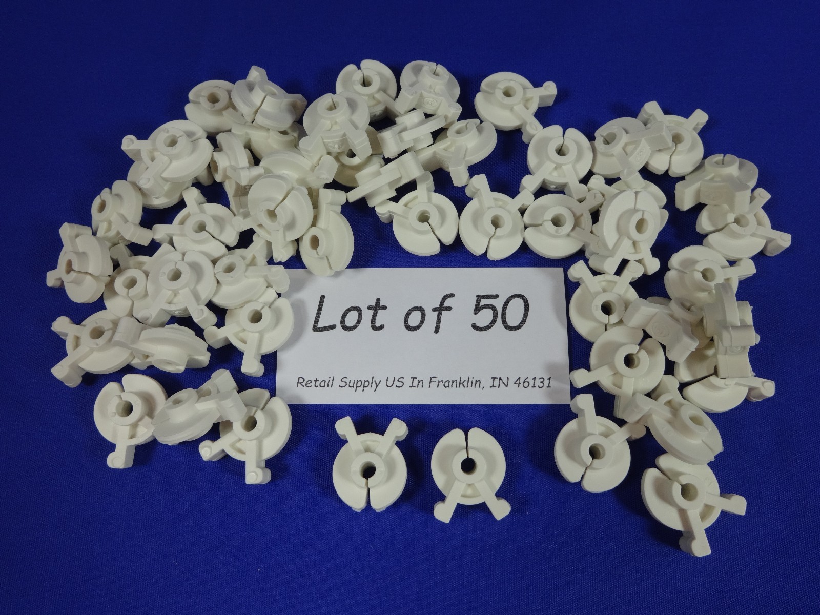 Qty. 50 Squeezable Inventory Control Clip White Wire Hook Fits 0.162" to 0.207"