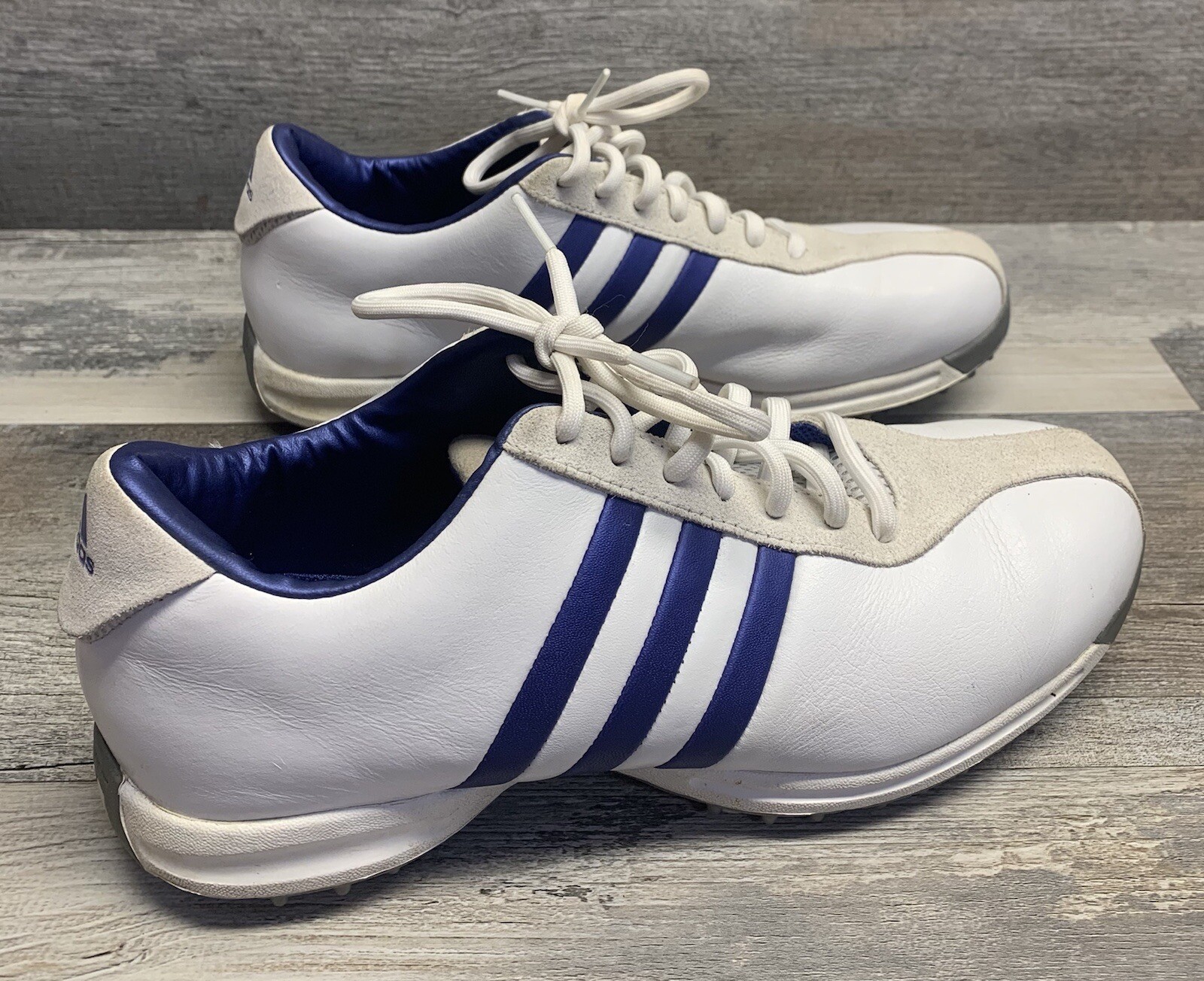 Adidas Men's Golf Shoes Z Traxion EVG-791003 Soft Spikes White/Blue - Size 5
