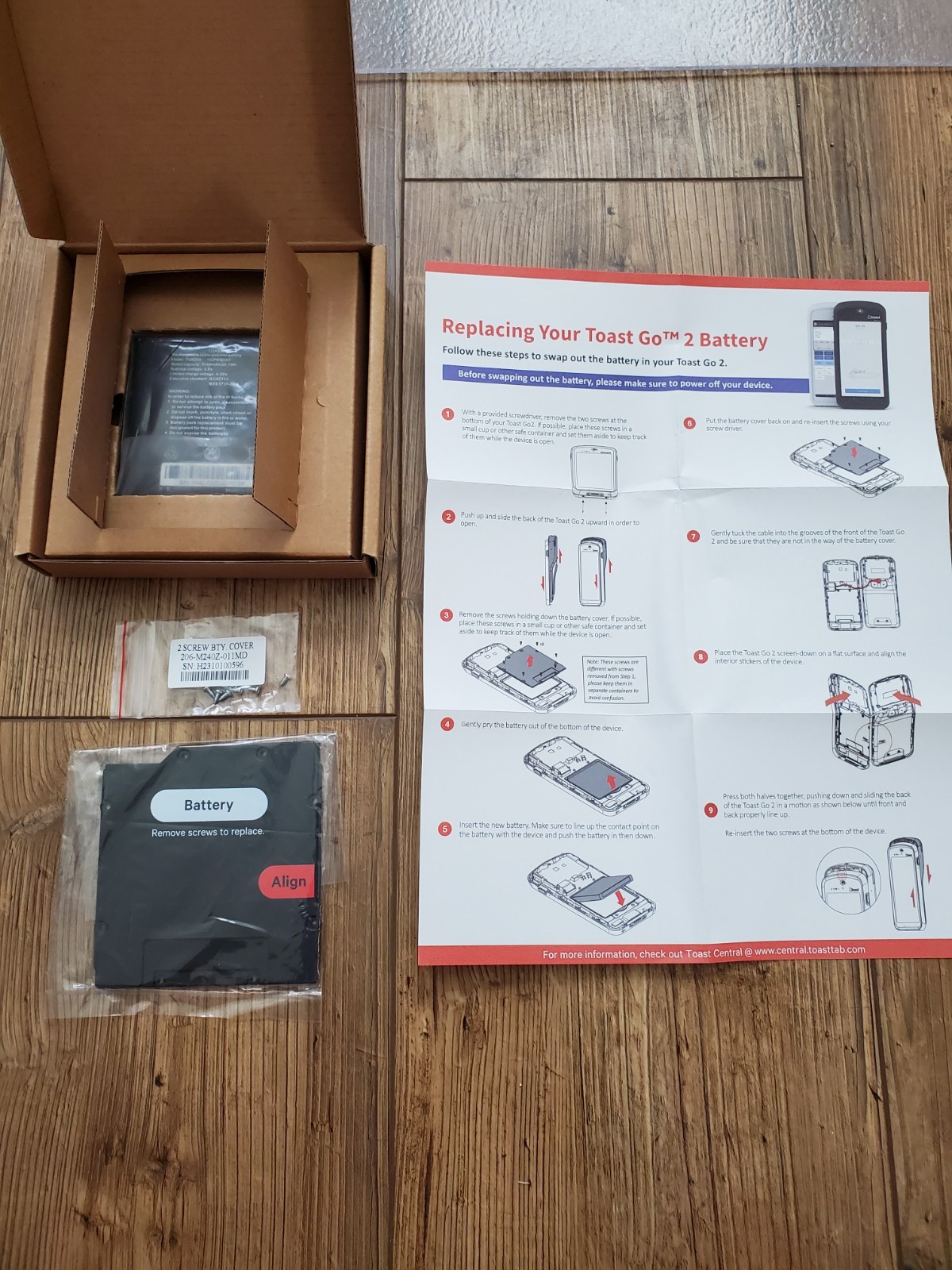 Battery Repair Kit for Toast Flex POS GO 2 (TG200) Handheld Mobile Computer