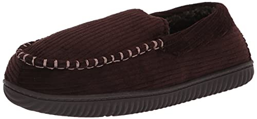 Men's Cordurory Moccasin Slip-On Loafer Large Coffee
