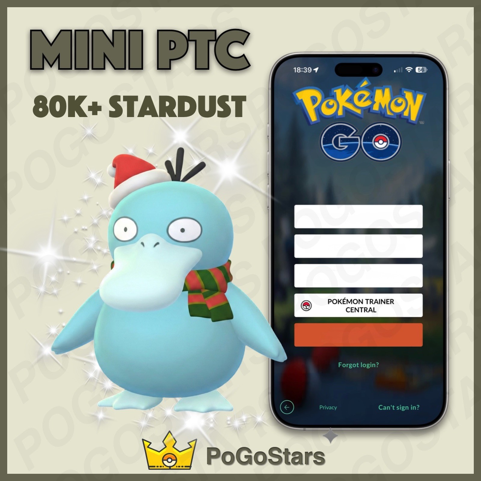 Pokémon PTC GO - Shiny Psyduck Holiday Attire - 80K Stardust✨Read Description✨