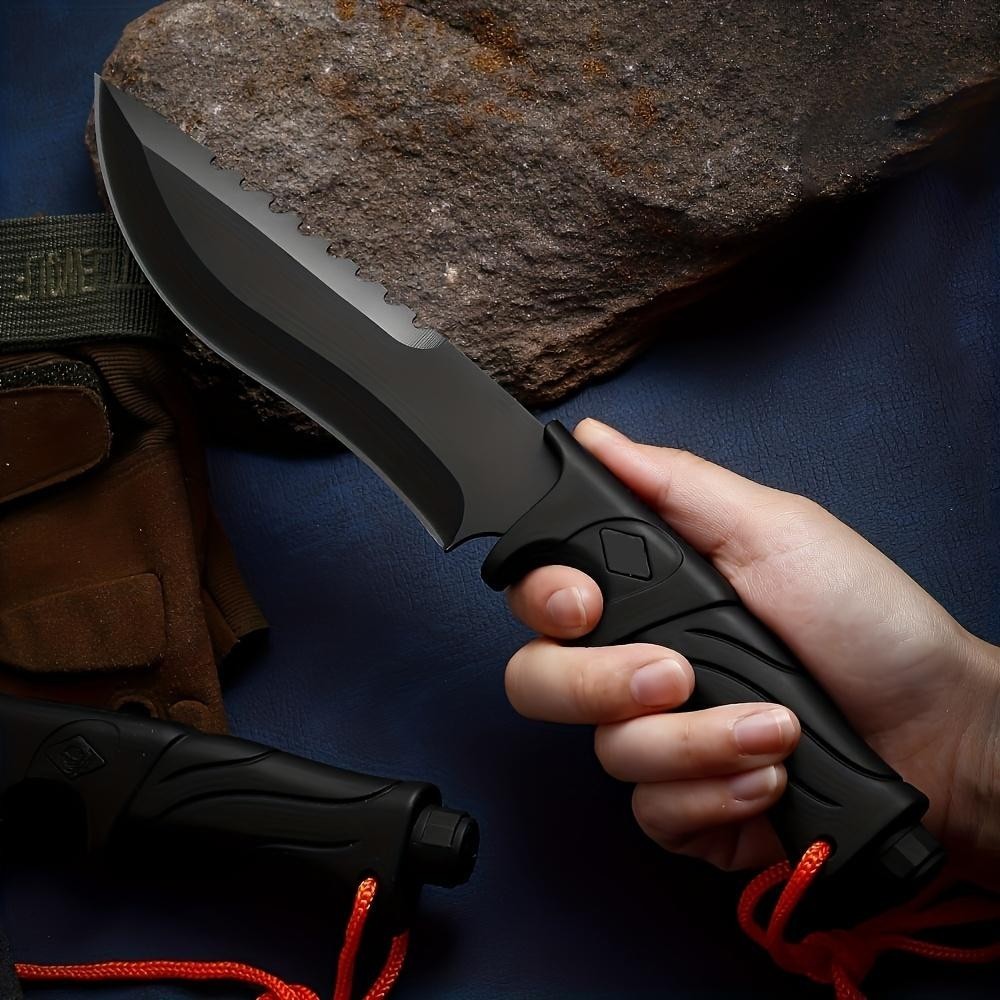 Outdoor Fixed Blade Survival Knife – Full Tang, Stonewashed, With Sheath