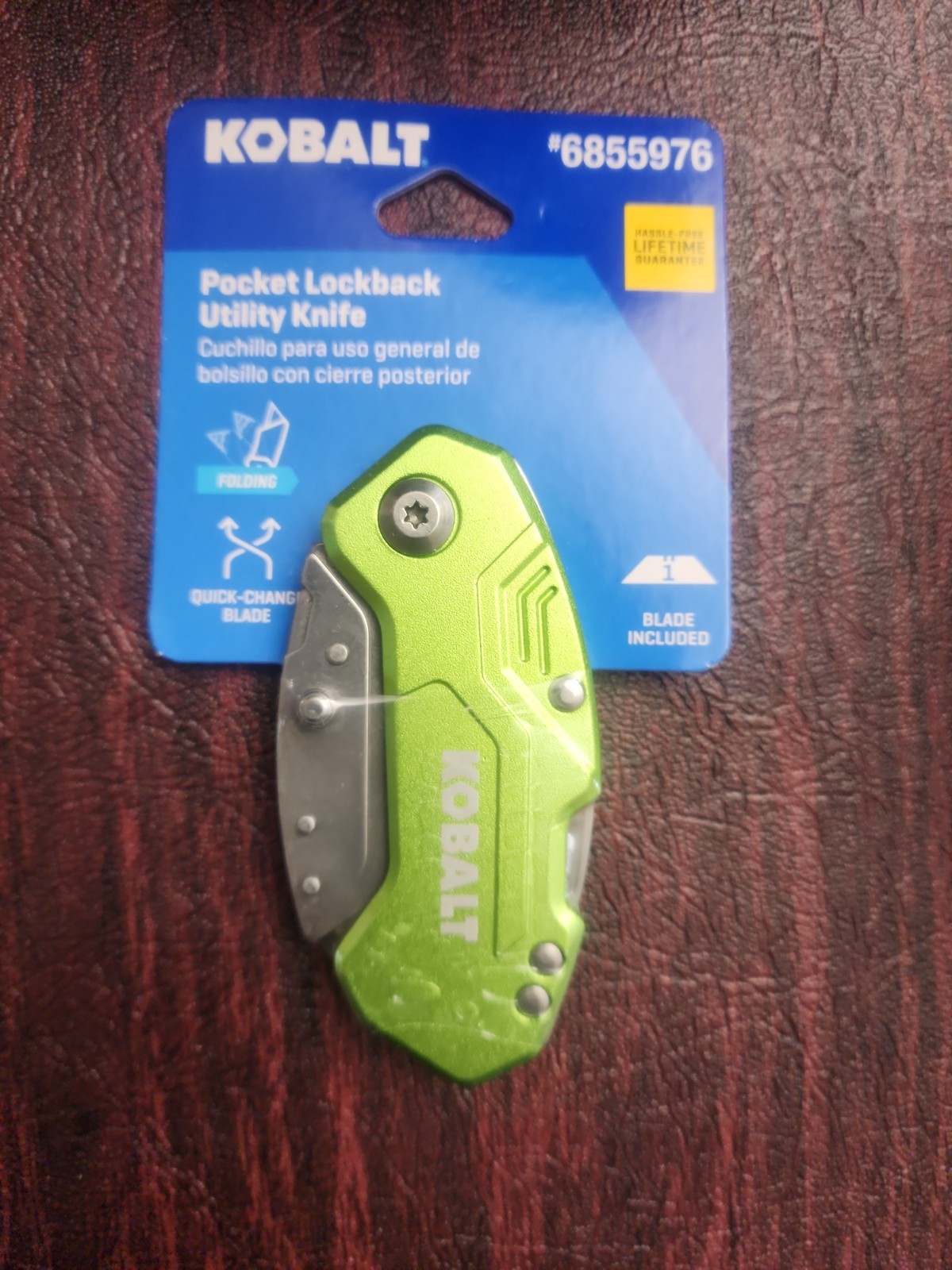 Kobalt Green Pocket Lockback 3/4-in 1 -Blade Folding Utility Knife
