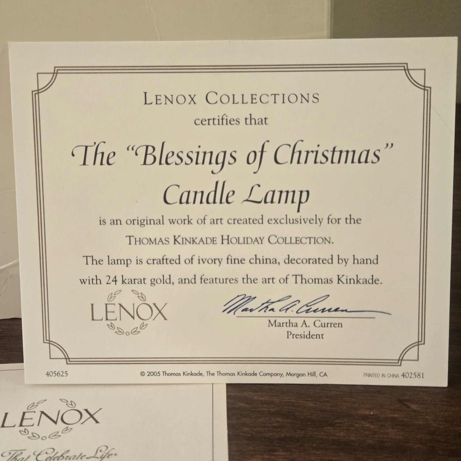 Lenox Thomas Kinkade BLESSINGS OF CHRISTMAS Candle Lamp w/COA & Original Box