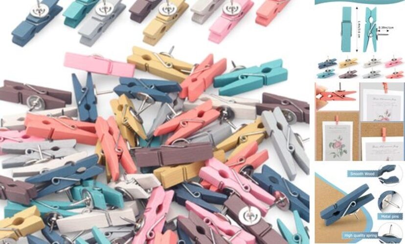 50 PCS Wooden Clips Colorful Push Pins Tacks for Cork Morandi 1.75 inches