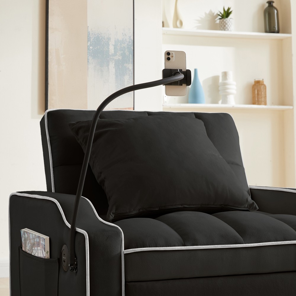 Sleeper Sofa Chair Bed, 3 In 1 Convertible Sofa Chair With Adjustable Backrest