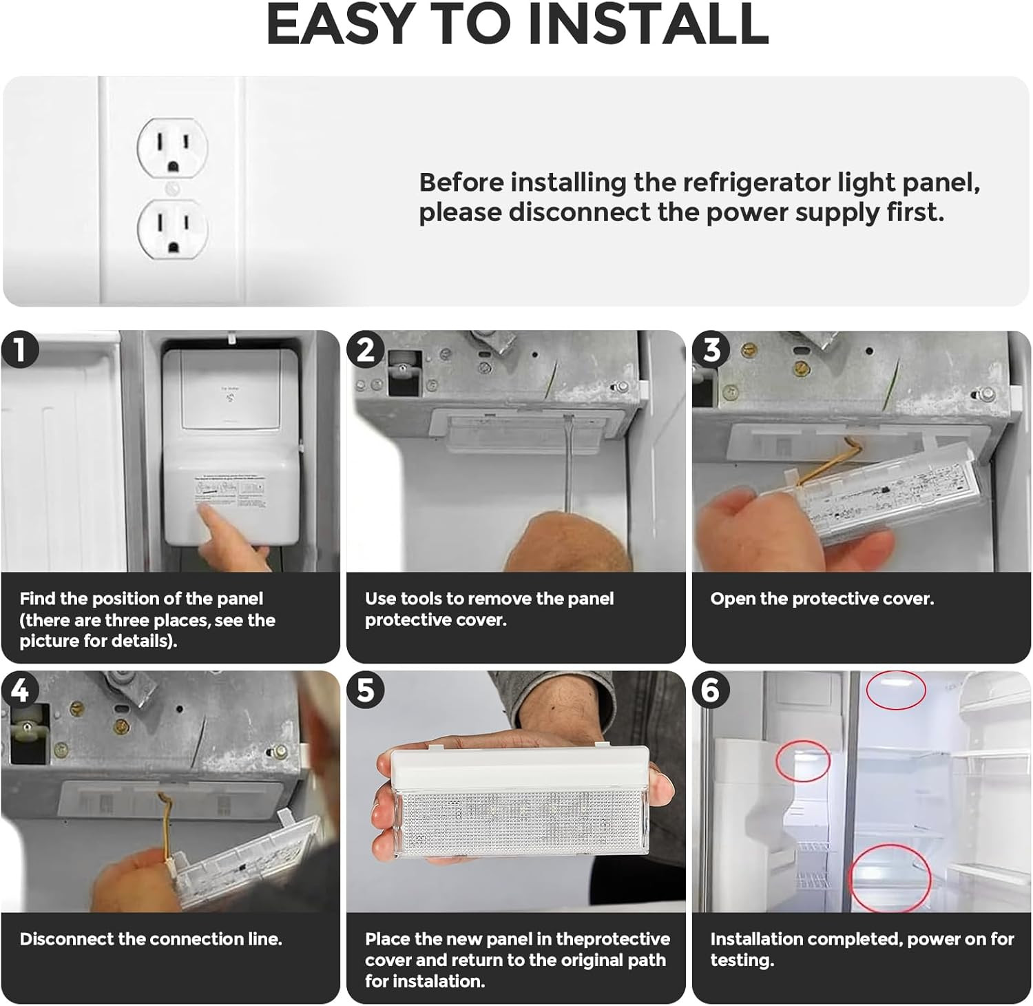 New Upgraded Refrigerator LED Light Set - Compatible with Whirlpool, Kenmore, Ma