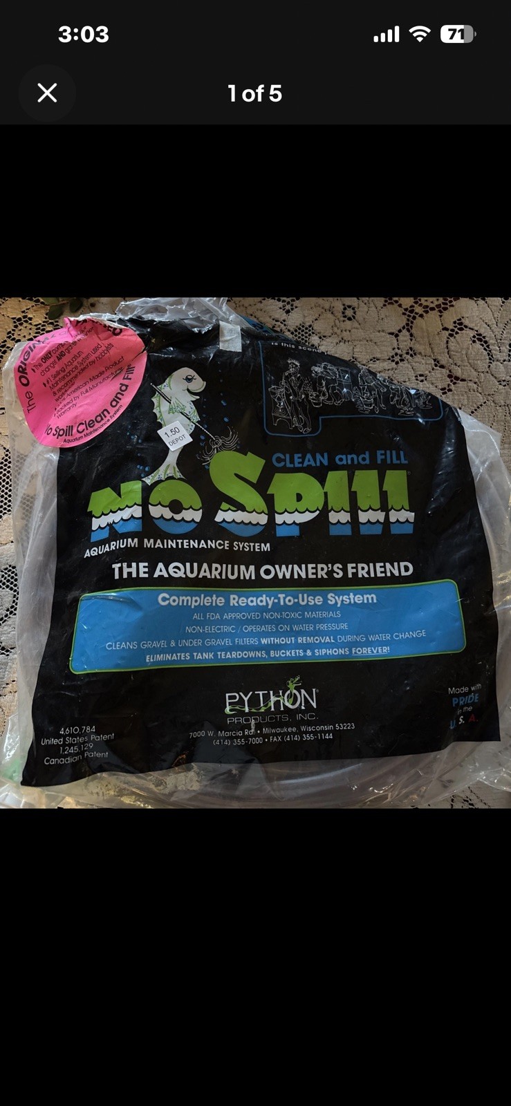 Aquarium Cleaning Python Maintenance System 25ft No Spill Clean and Fill