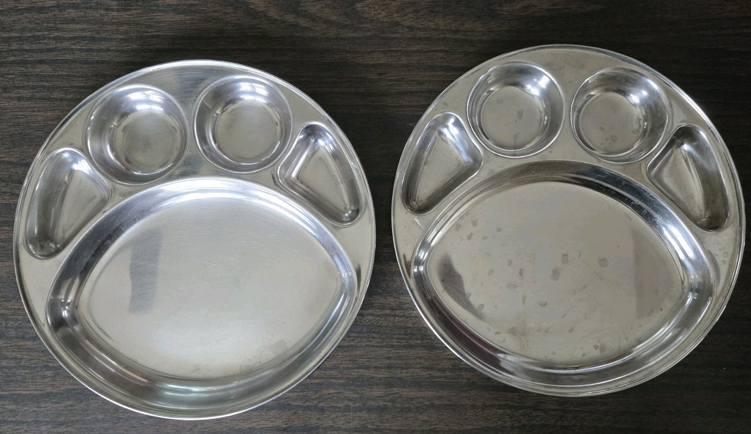 Lot Of 2 Stainless Steel 5-Compartment Dinning Plate Great For Camping