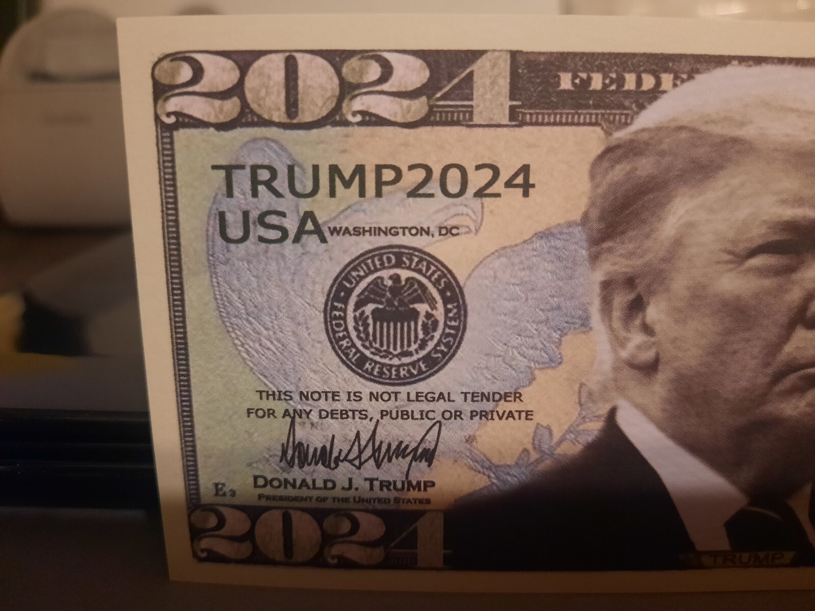 Set Of 4 Donald Trump 2024 & $100 Prank Fake Presidential Bills MAGA USA 45 47