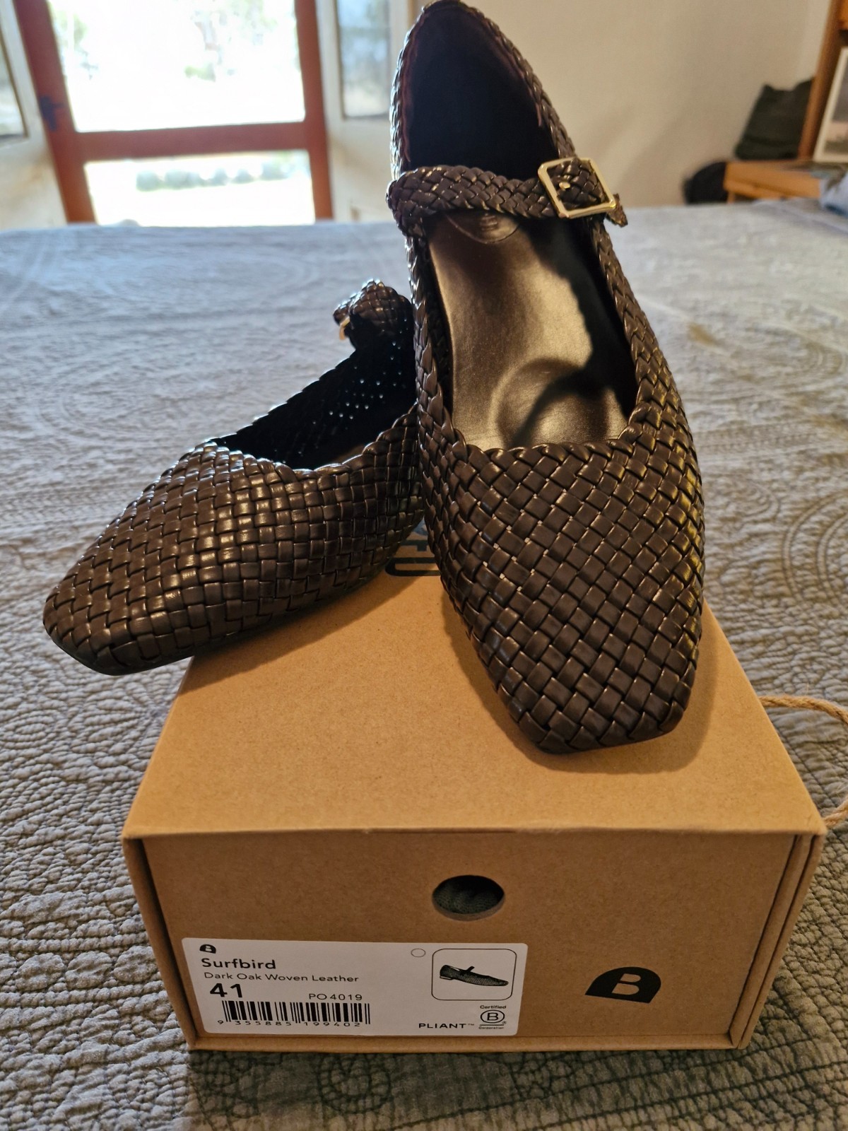 Bared Footwear Dark Oak Woven Leather Surfbirds size 41