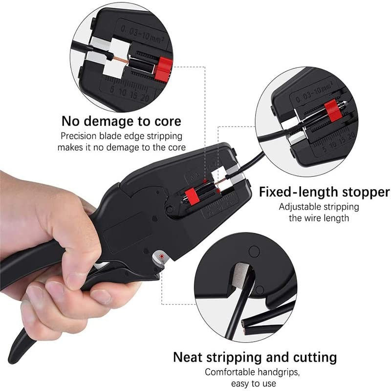 Automatic Wire Stripper/Wire Cutter, 2 in 1 Stripper Tool for 32-7 Black