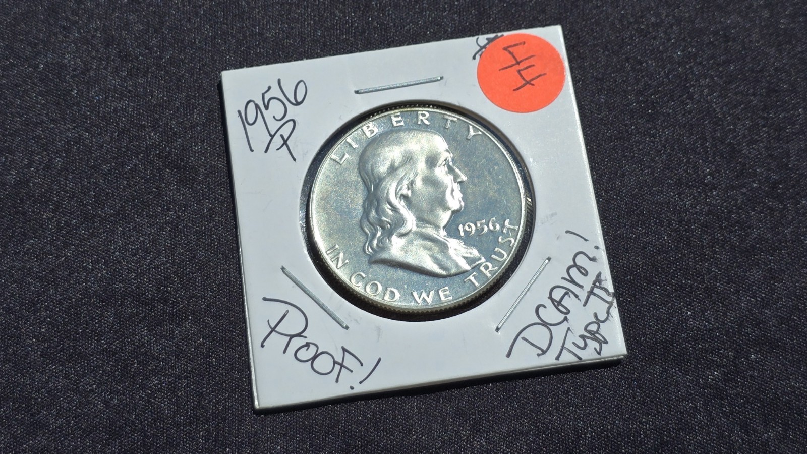 1956 Proof Franklin Half Dollar DCAM Type 2 High Grade Brilliant Deep Cameo
