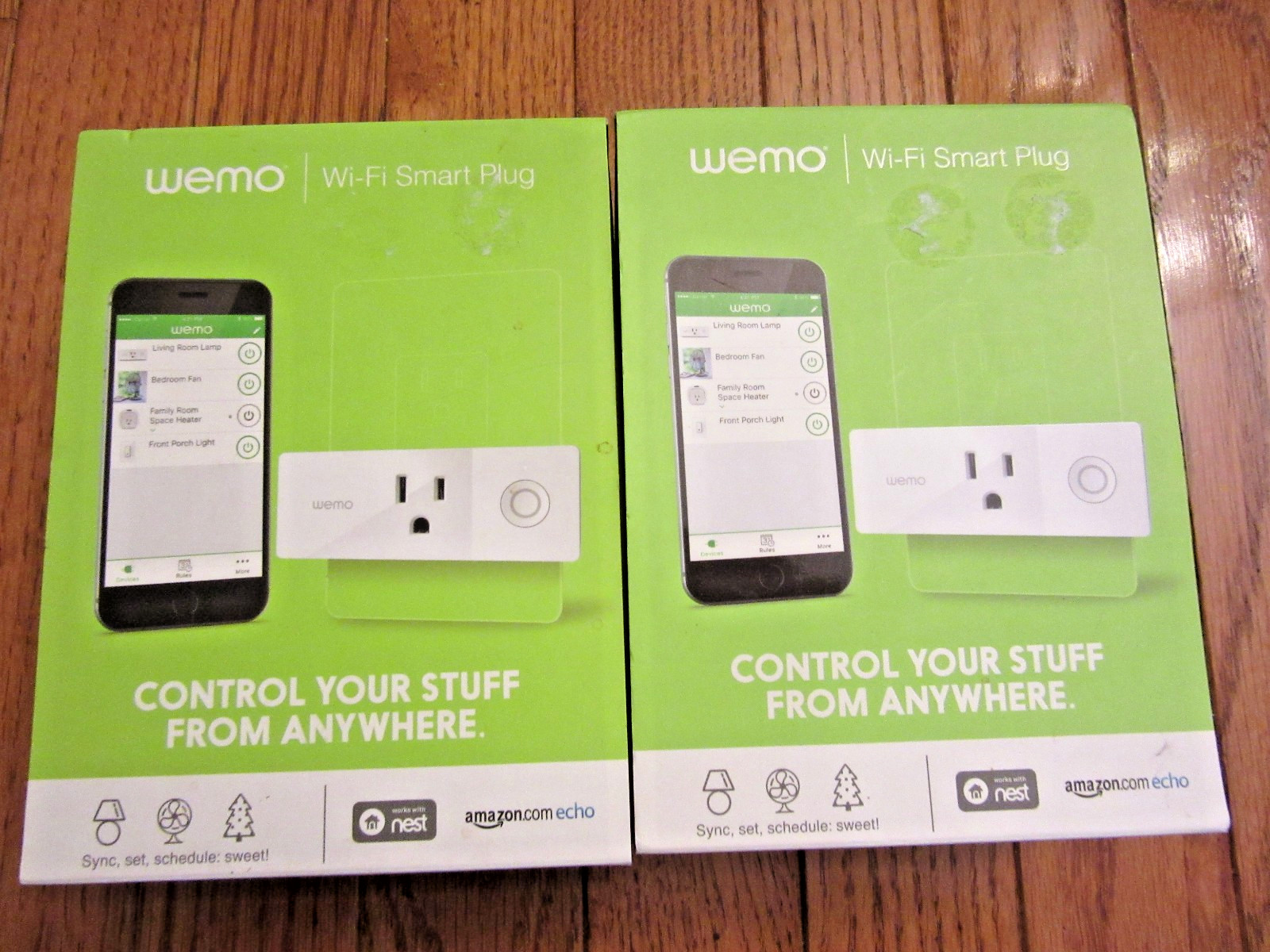 Two (2)  Belkin WeMo WiFi Enabled Mini Smart Plug - White (F7C063)