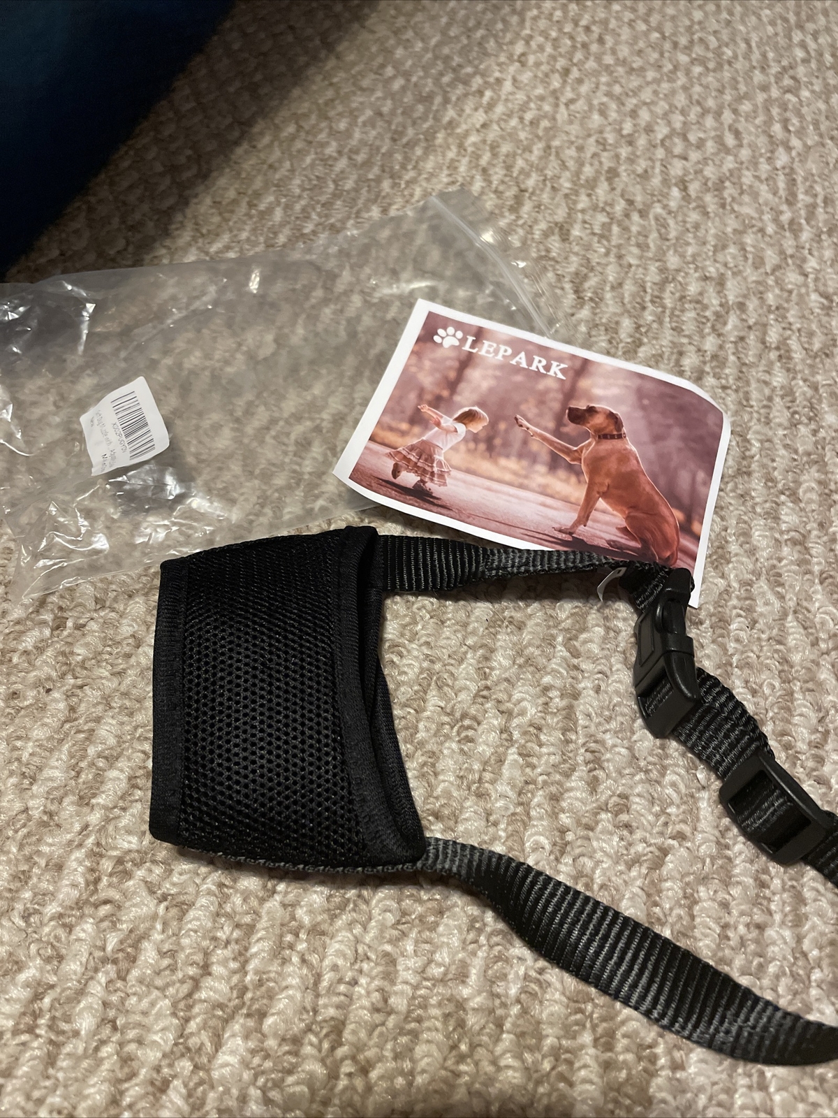 LEPARK Soft Dog Muzzle Adjustable Black L New