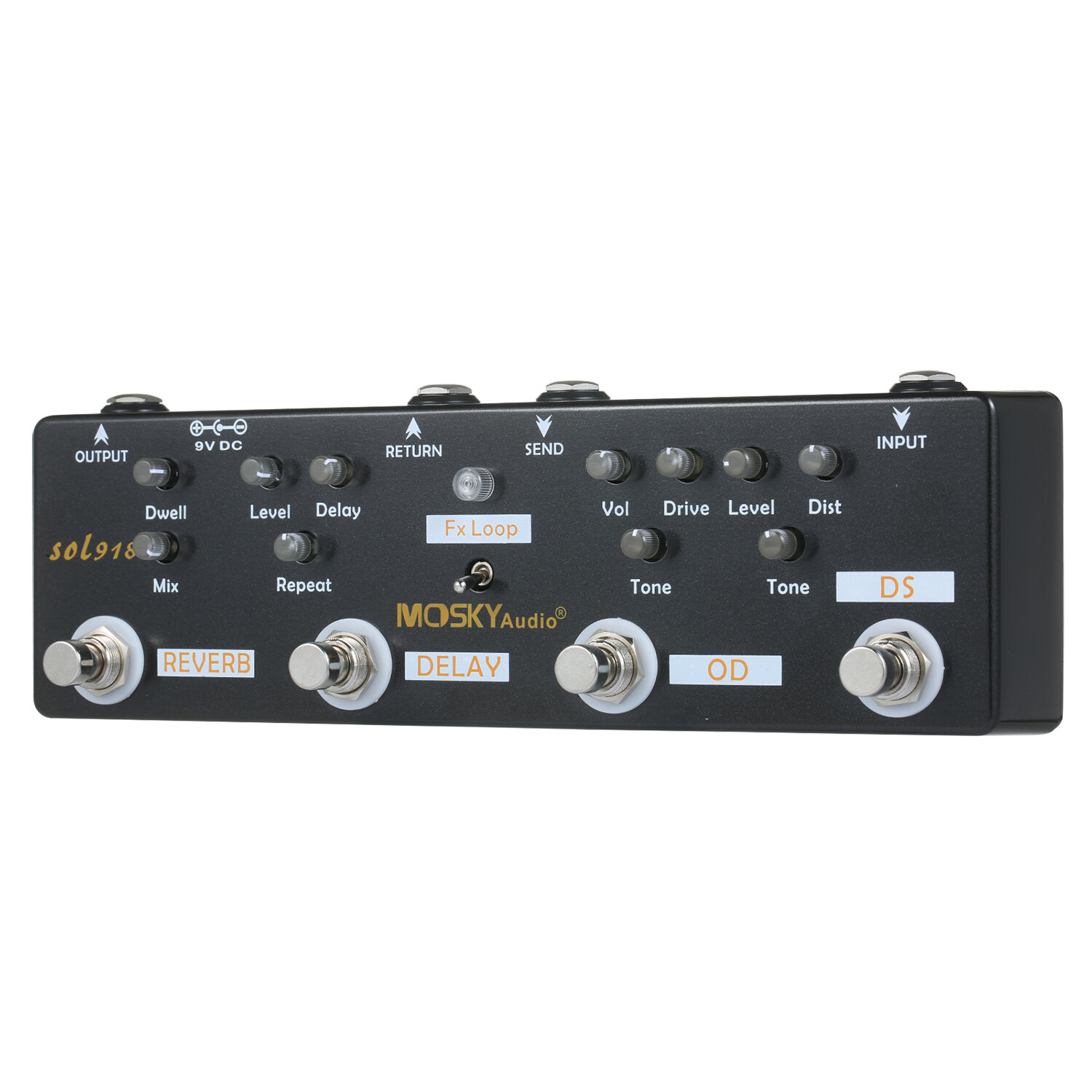 Multi Effects Pedal True Bypass Reverb Delay FX Loop Overdrive Distortion M7C9