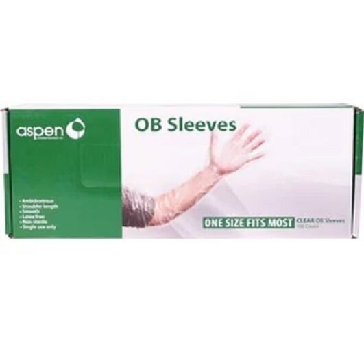 Aspen OB Sleeve Shoulder Clear 37.5 inches : 100ct