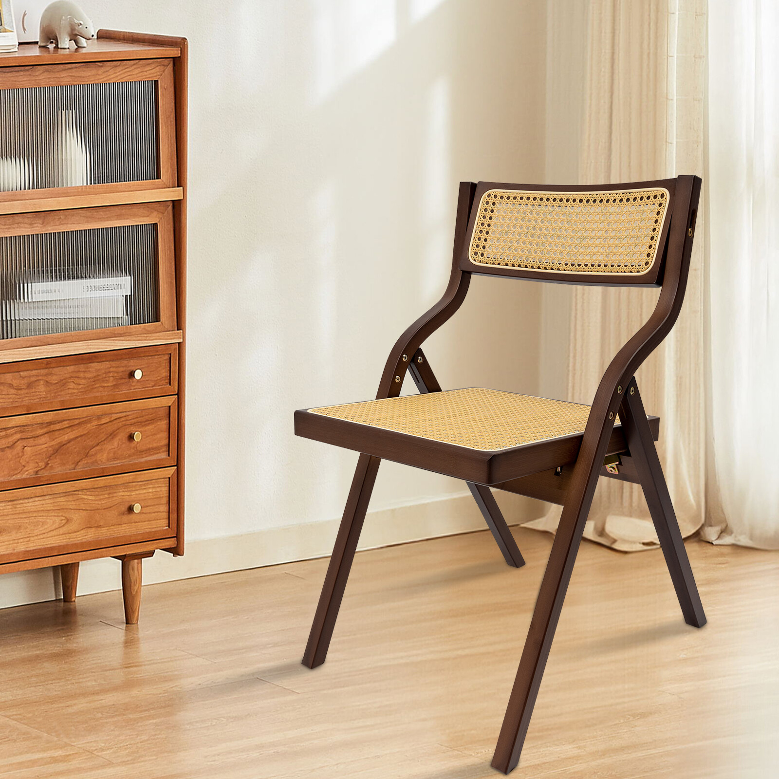 Dining Chair, Rattan Armchair for Living Room Bedroom Reataurant, Folding Chair