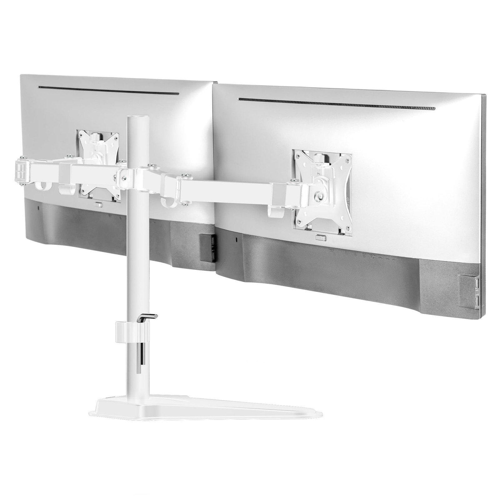 Mount-It! Dual Monitor Desk Stand Mount for 2 Screens VESA 75x75 & White