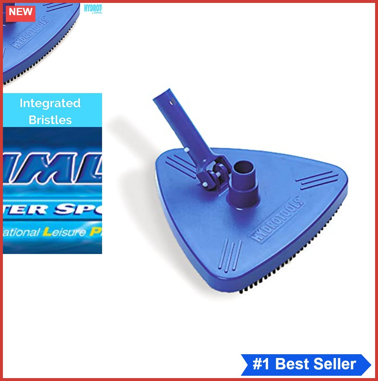 Manual Pool Vacuum Head Weighted Triangle Bristles Swivel Universal Hose 1.25