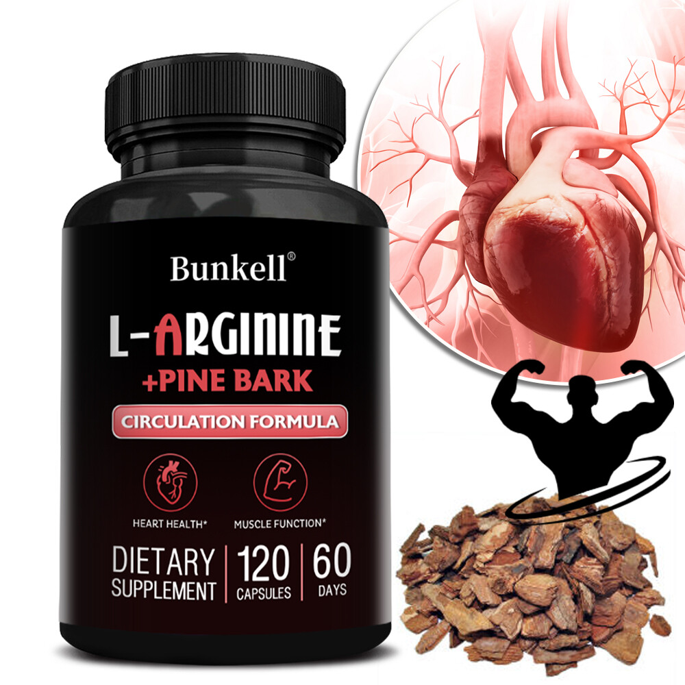 L-Arginin 1800mg Nitric Oxide, French Pine Bark, Supports Muscle Heart Health