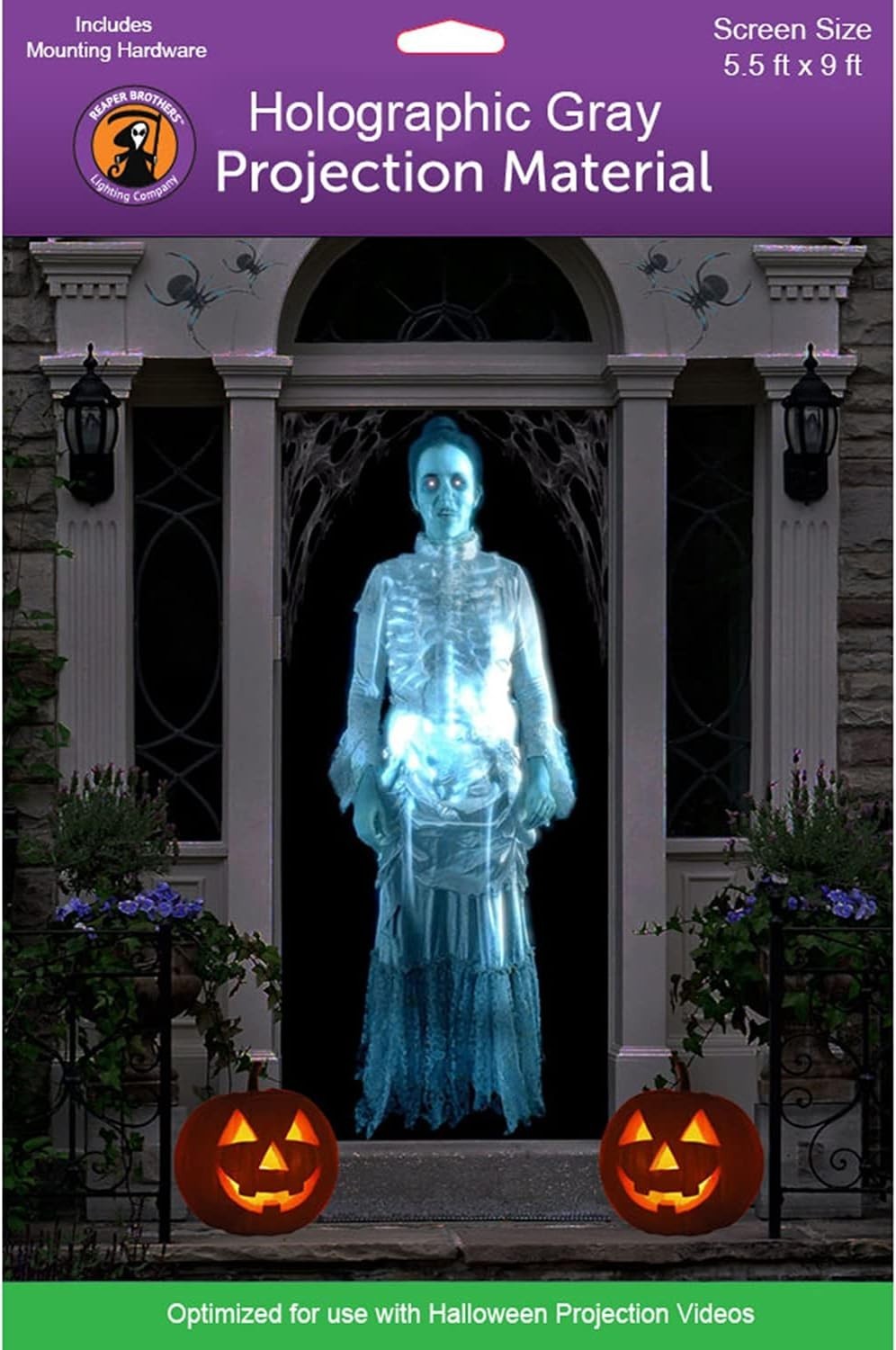 Holographic Rear Projection Screen Halloween, 5 ft x 9 ft Large