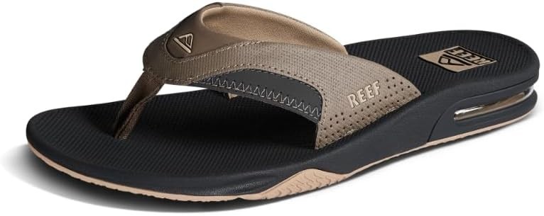 Man Reef Fanning Arch Support Flip Flop Sandal CJ5502 Fossil/Raven Brand New